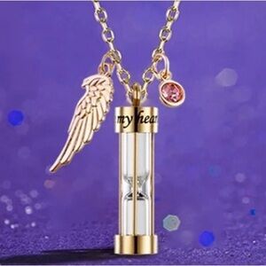 ANGEL WING HOUR GLASS URN NECKLACE